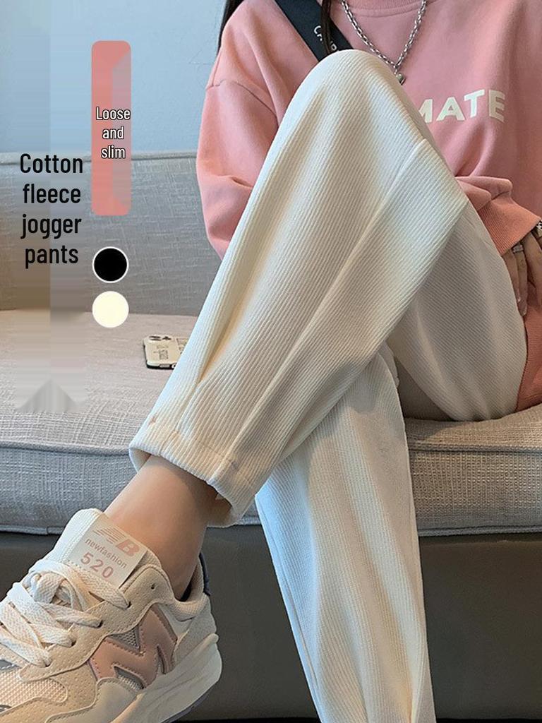 High Waist Winter Velvet Harem Pants for Women: Thick, Loose, Versatile Sweatpants
