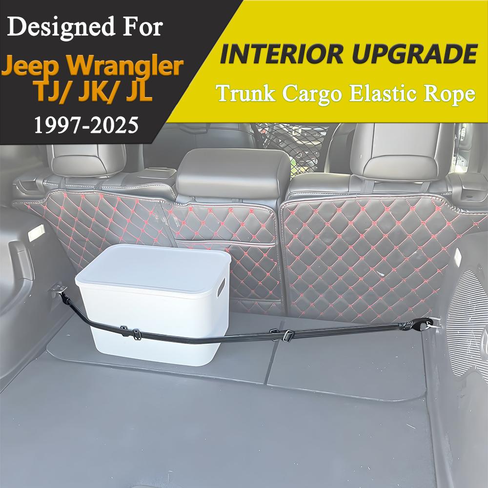 Trunk Cargo Straps For Jeep Wrangler TJ JK JL Hook Elastic Rope Shock Cord Luggage Organizer Stowing Tidying Car Accessories