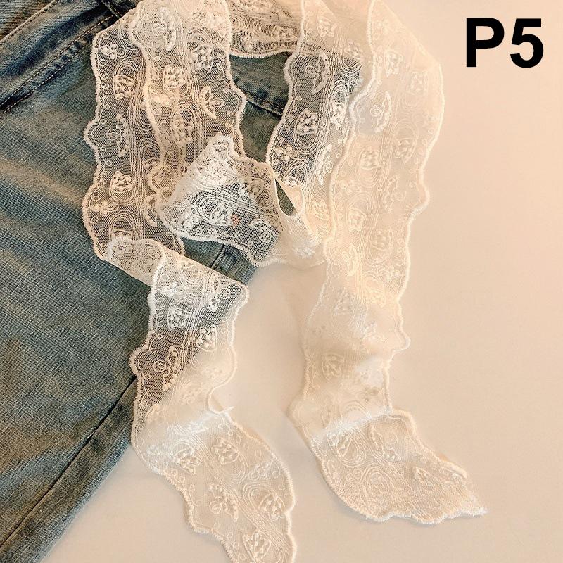 Výšivka Dlhá Stuha a Doplnky k Opasku Francúzska Čipkovaná Šatka Letná Diera Kvetinová Dlhá Stuha Šatky Gumička do Vlasov Snood Čelenka 5