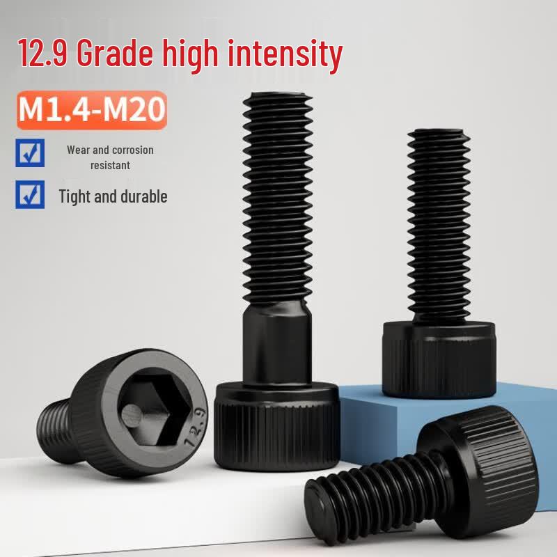 DIN912 M8 Grade 12.9 Hex Socket Head Cap Screws, Half Thread, Black Oxide