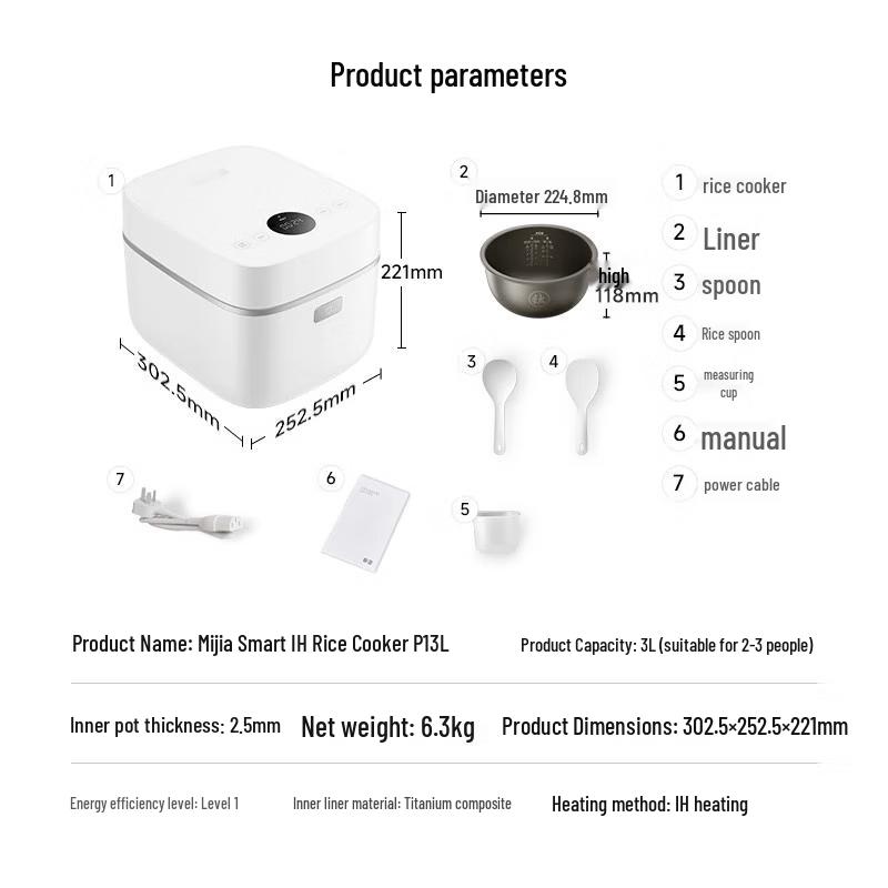 Chytrý rýžovar Xiaomi Smart IH P1 3L CN zástrčka (adaptér součástí dodávky)