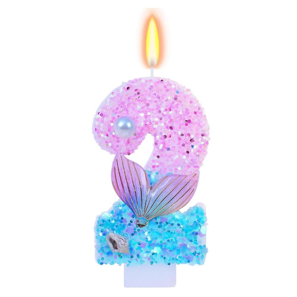 Number Shaped Birthday Candle 0-9 Glitter Design with Decorative Elements for Cake Decoration and Party Supplies Suitable for Baking Events