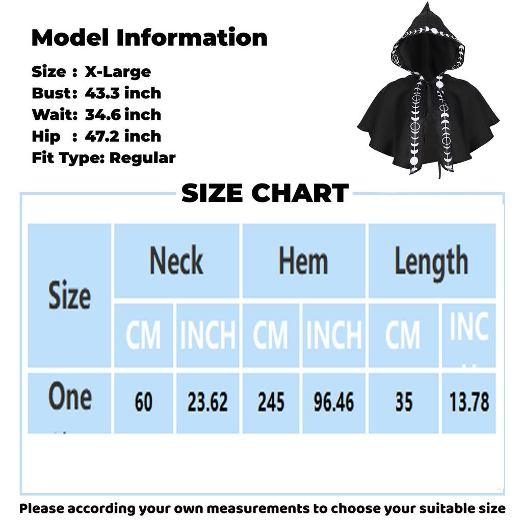 Halloween Costume Medieval Characters Cosplay Costumes Unisex Mantle Hooded Moon Print Cloak Medieval Renaissance Lace Up Cape