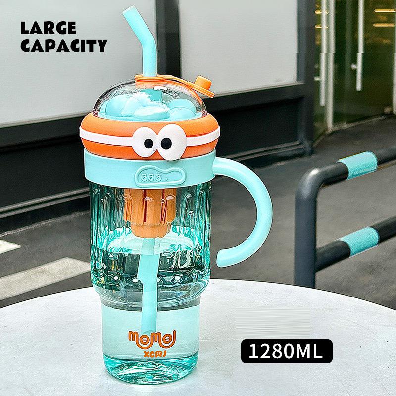 1280ML Summer Large-Capacity Cute Ice Cup Fresh and Simple Girls Children's Straw Plastic Cup