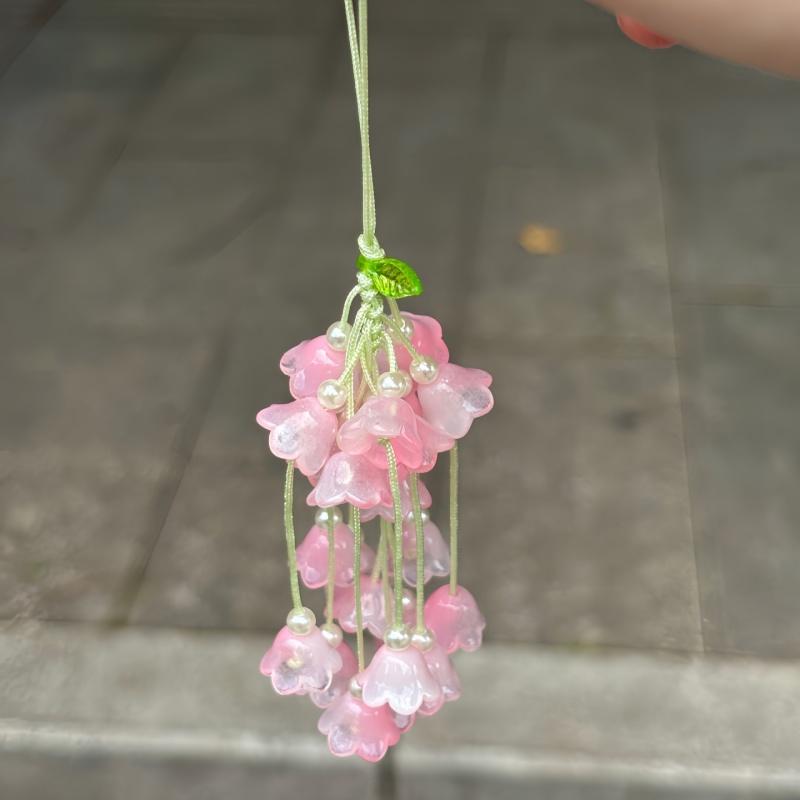 

Exquisite Simulated Lily Of The Valley Pendant Chinese Style Gradient Flower Keychain Car Ornaments For Women Bag Decoration