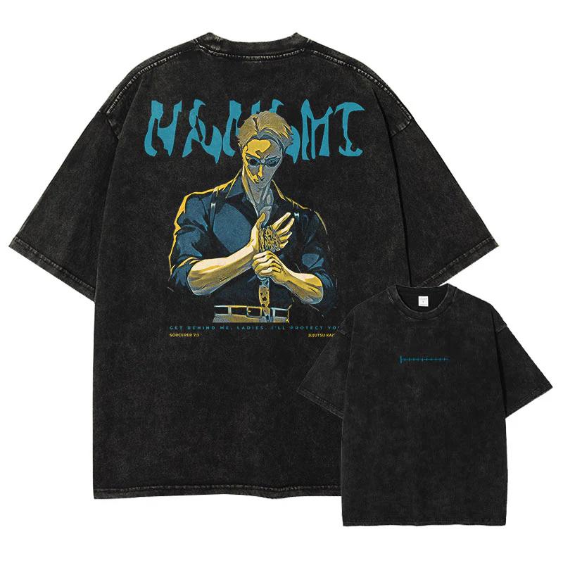 New Anime Washed Vintage Graphic T-Shirt Man Women Jujutsu Kaisen Short Sleeve Tee Cosplay Casual Tops 2026 Summer Streetwear