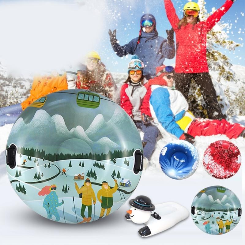 Inflatable Snow Tube Sled with Handles Thicken Snow Tubing Winter Snow Tube Folding Snow Sled Skiing Accessories