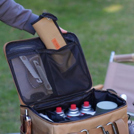 Tactical Camping Storage Bag 42L Utility Organizer Tote with Dividers Waterproof Oxford Fabric Collapsible Cookware Organizer for Camping Travel Car