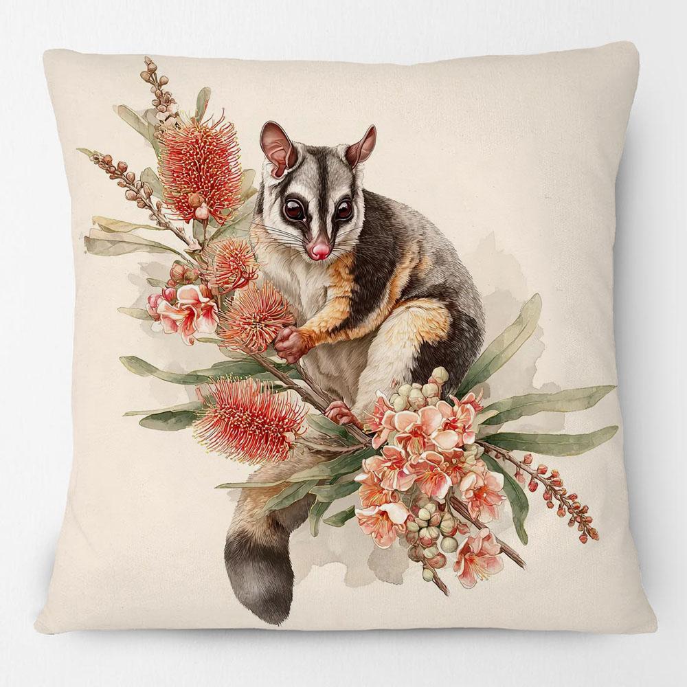 Australian Sugar Glider Animals Painting Cushion Covers Bottlebrush Flowers Decorative Pillowcase