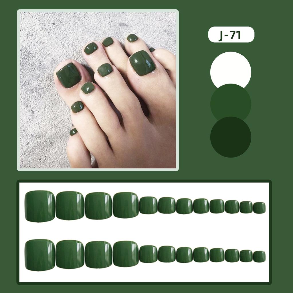 24Pcs Glossy Lake Blue Press On Toenails Full Coverage Artificial Acrylic Fake Toe Nails Removable Wearable Nail Art