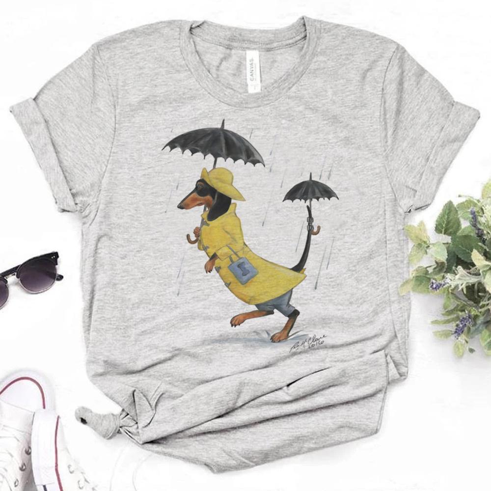 Dachshund T Shirt Women Summer Comic Y2K Top Girl Comic Clothes