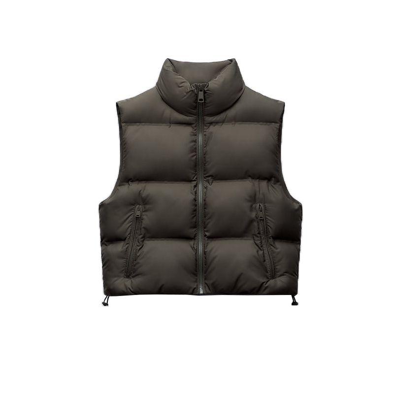 Fall and Winter New Arrival Waistcoat Vest Outwear Women's Stand Collar Loose Adhesive Cotton-Padded Jacket Vest 3046214 80711