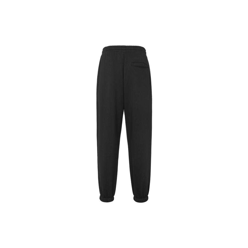 Adidas Logo Fleece Thickened Cuffed Loose Knit Sports Pants Unisex Pants Black IV7603