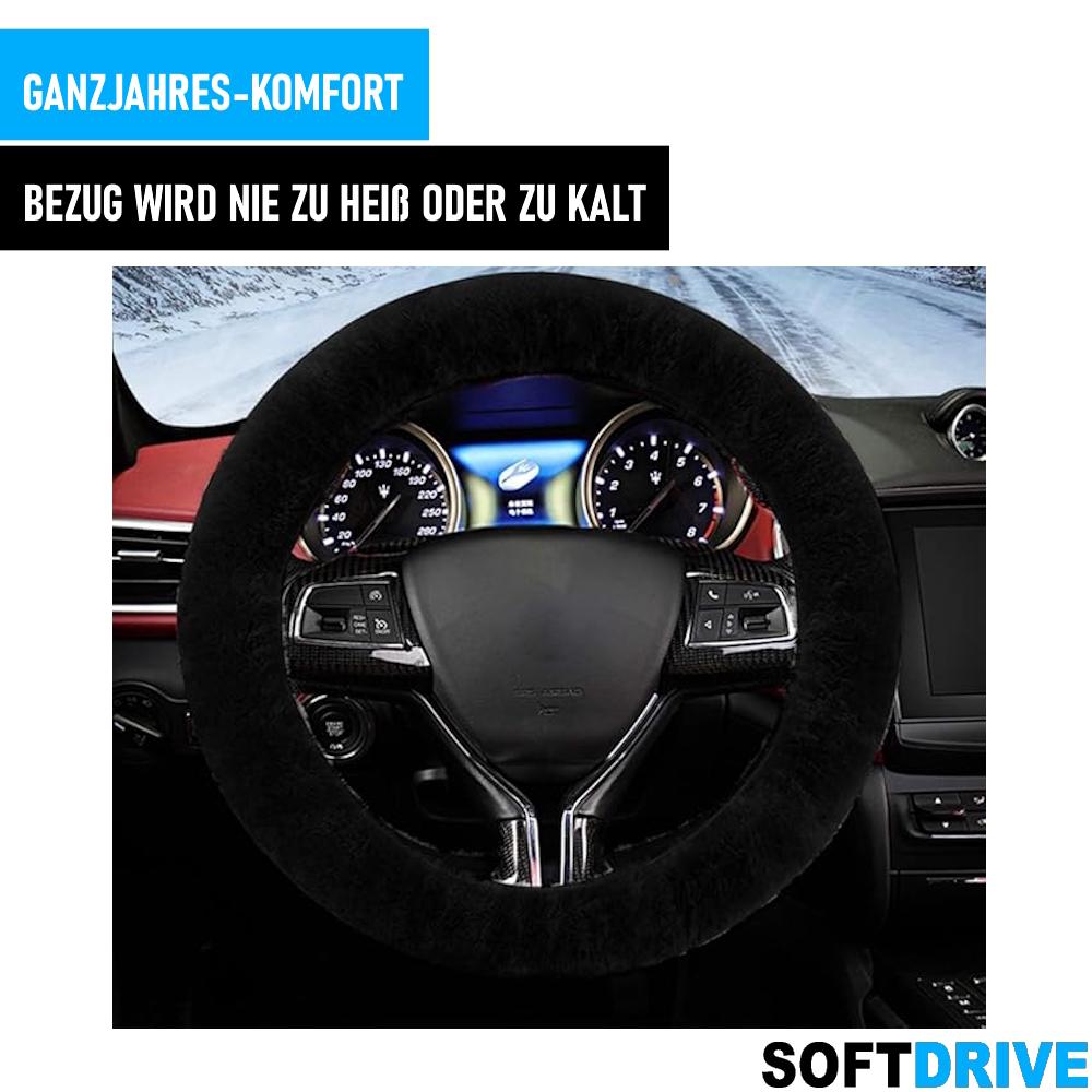 SOFTDRIVE Auto Lenkradschoner Winter Plüsch Lenkradbezug Flauschiger Fellschutz