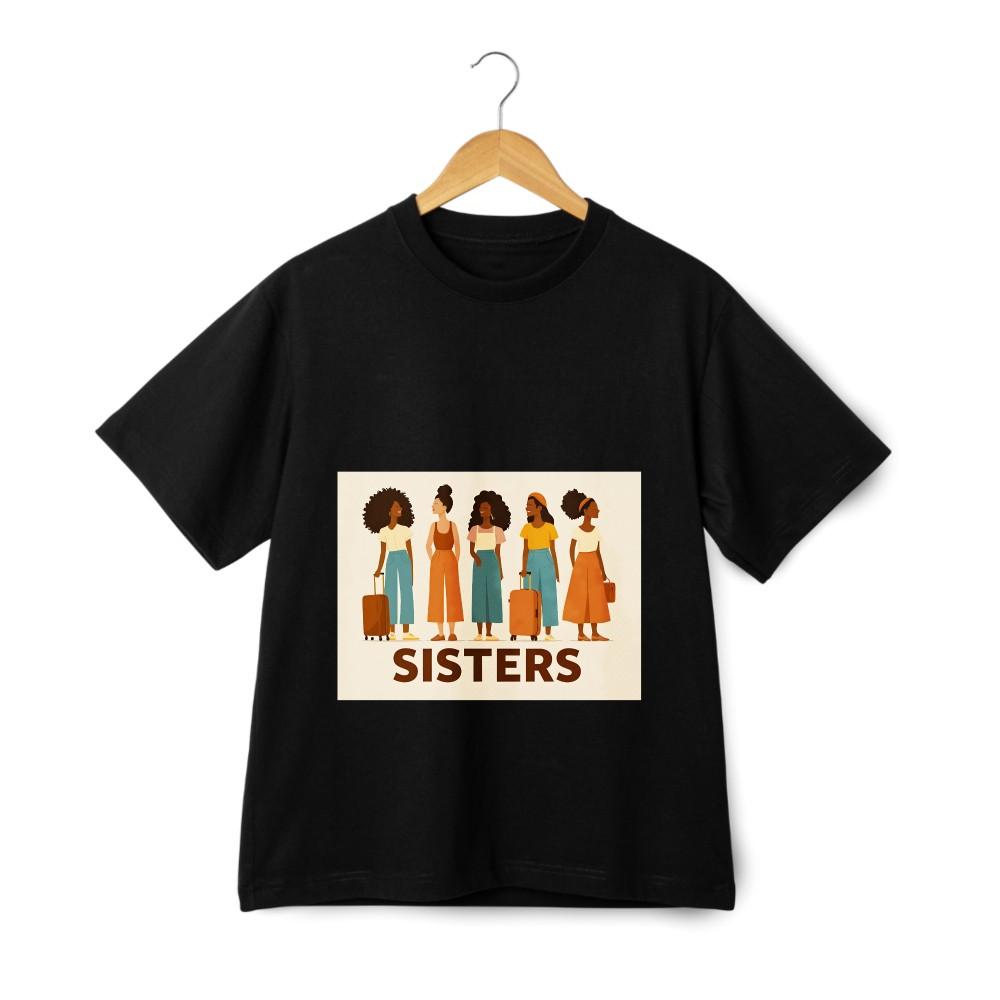 

SISTERS Girlfriends Travel Printed T-Shirt, Unisex Short - Sleeve Top|Cartoon 4XL