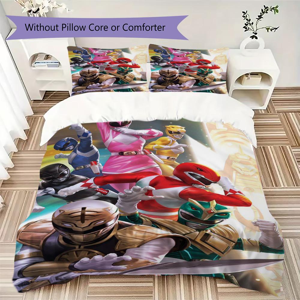 Power Rangers Pattern Bedding,Quilt Set Quilt Cover Pillowcase Home Birthday Gift (1*duvet cover+2*pillowcase,without core)XSJT0917274