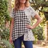 Women Casual Round Neck Summer Short Sleeve Print Blouse