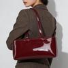 Women's French Style Light Luxury Glossy Patent Leather Armpit Bag, Women's Large Capacity Commuting Shoulder Bag, Vintage Wine Red Handbag