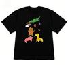 2026 Lady Girl Cute Korean Fashion Crayon Zoo Print T-shirt Versatile Short Sleeve for Women Men Colorful Animals Crew Neck Tee