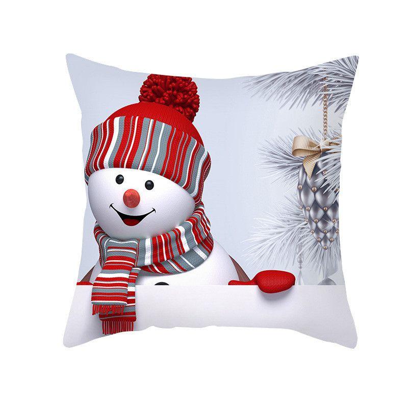Cozy 18" Christmas Cushion Cover Featuring Cute Santa Claus And Snowman For Holiday Charm