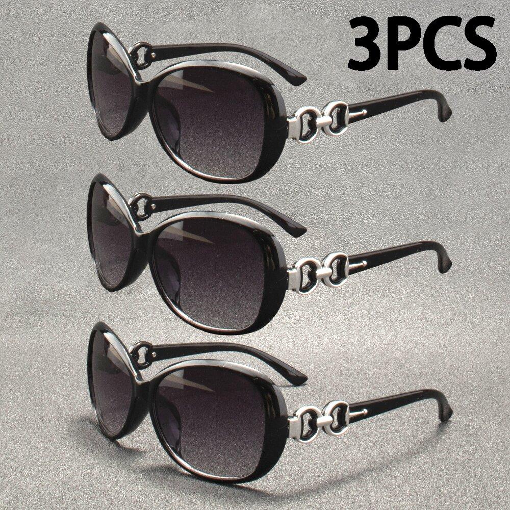 3PCS Fashion Square Sunglasses Women Luxury Brand Big Purple Sun Glasses Female Mirror Shades Ladies Feminino