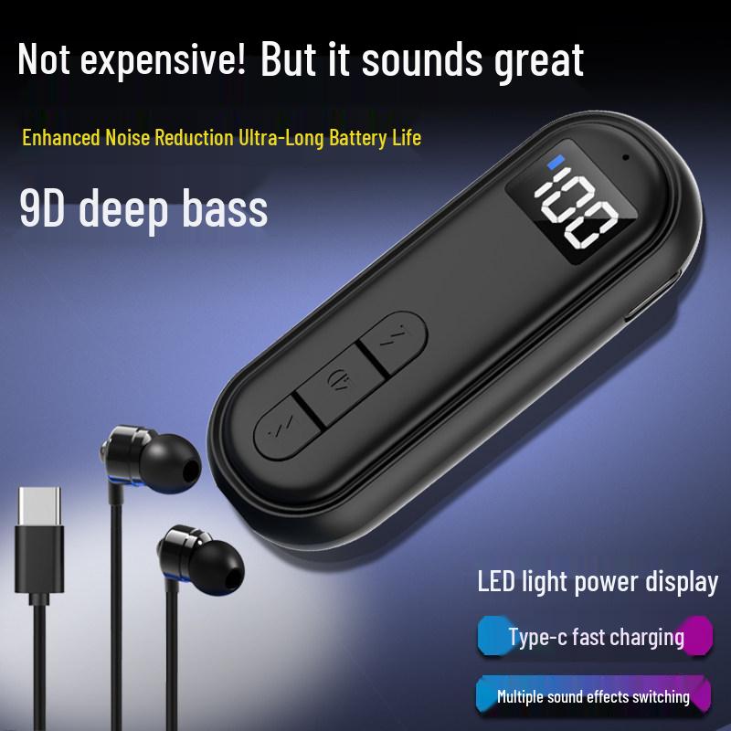 Universal Clip-On Bluetooth Headphone Receiver with Extended Battery, High-Quality Sound, Noise Reduction, and HD Calls