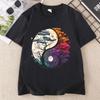 YinYang Natureinspired Pattern Loose Tshirt Tree Design Moon and Flying Birds Printed Tshirts Nature Lovers and Outdoor