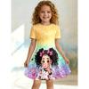Sweet Cartoon A-line Dress for Girls, Short Sleeved Casual Summer A-line Dress Suitable for Birthday Parties and Gift Giving