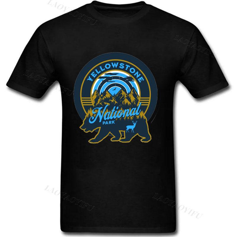 Yellowstone National Park Wyoming Mountains Landscape Volcano Geyser Magnet Graphic T Shirt Unisex Crewneck Camisetas Women Tee S