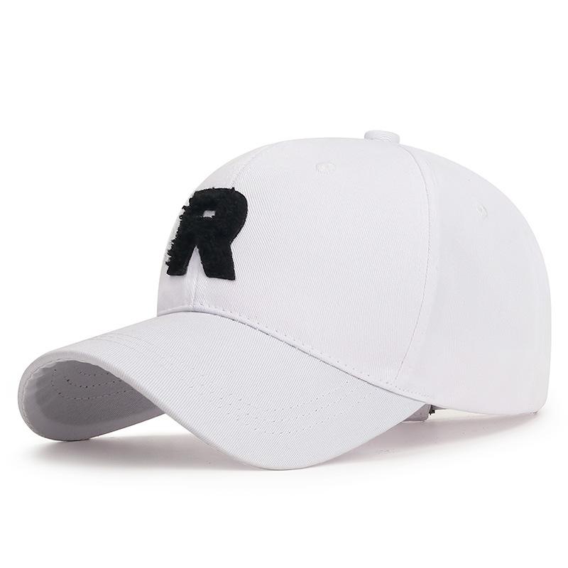 Весна Лето Осень Женская Вышитая Кепка-Козырек Бейсболка Мужская Кепка с Буквой от Солнца R белый