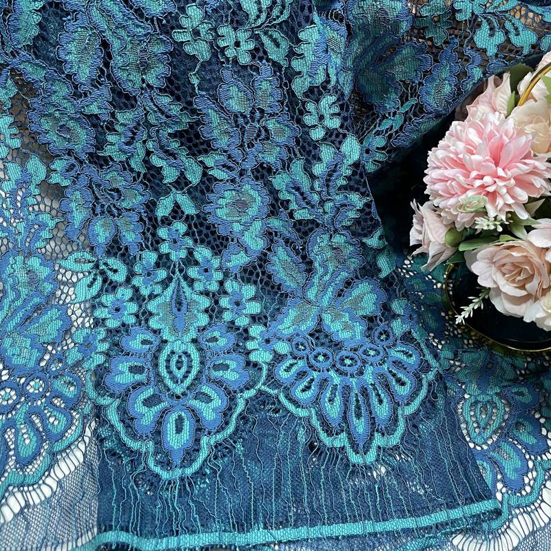 Lace Fabric 150x150cm for Dresses Clothes Sewing White Blue Hollowed-out Plain Cloth Heavy Press Yarn Three-dimensional Mesh