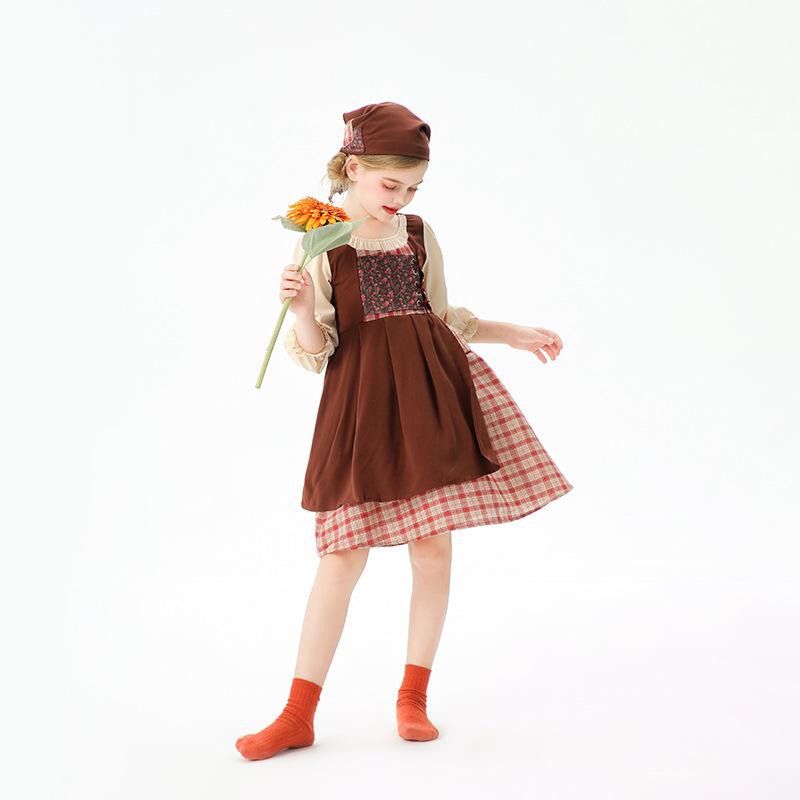 Halloween children's costume literary retro skirt European pastoral girl farm civilian French manor maid costume