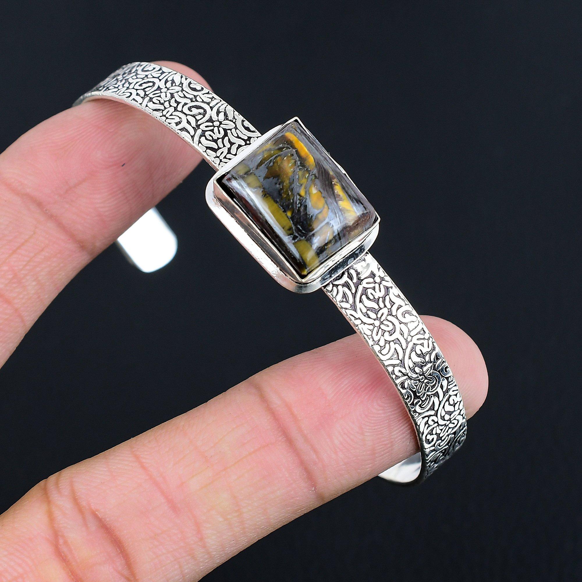 

Memorial Day Sale 925 Sterling Silver Natural Iron Tiger Eye New Bangle Bracelet Adjustable