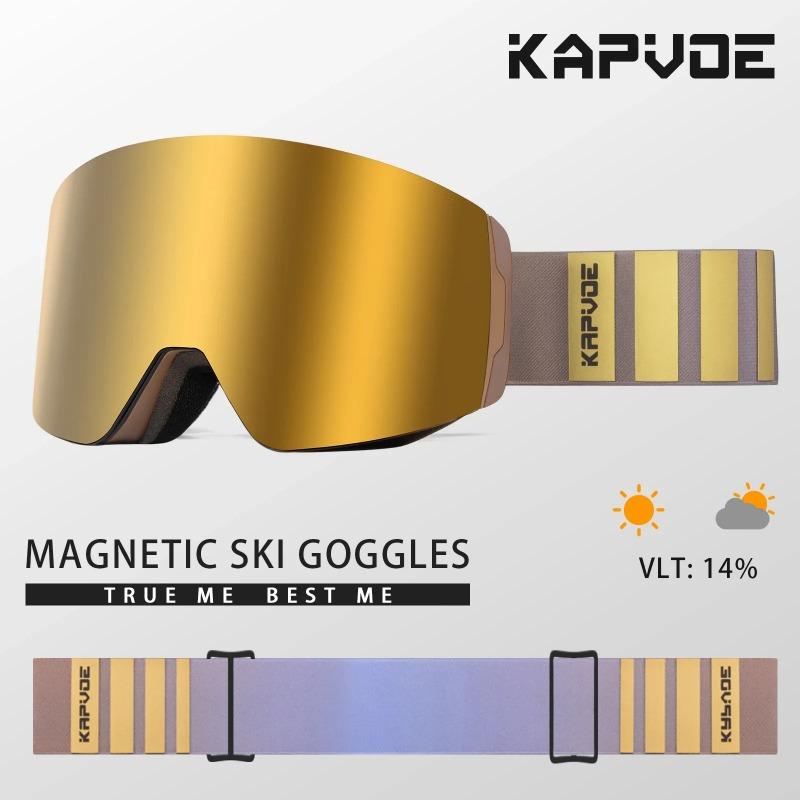 Gafas de Esquí Adaptables Luz Roja Azul para Hombres y Mujeres Gafas de Esquí Activas Antivaho Gafas de Esquí Magnéticas Protección UV Protección 400 Gafas de Nieve