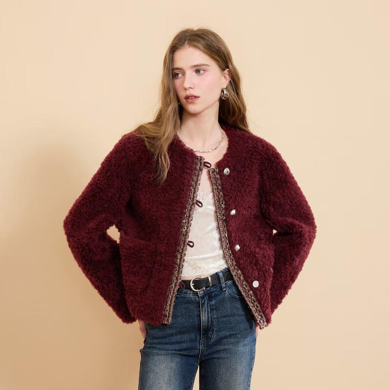 

Sancai 2025 Зимняя элегантная короткая твидовая куртка из шерсти L