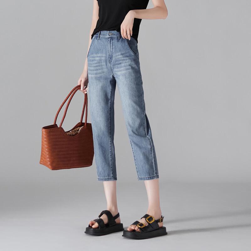 SOFSIL 2026 Summer Ramie Blend High-Waist Skinny Jeans