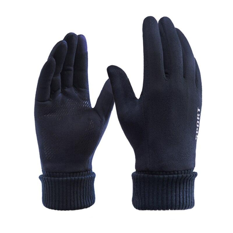 

Зимові чоловічі рукавички Outdoor Keep Warm Сенсорний екран Їзда Мотоциклетні рукавички Чоловічі замшеві вітрозахисні рукавички на весь палець One Size темно-синього кольору