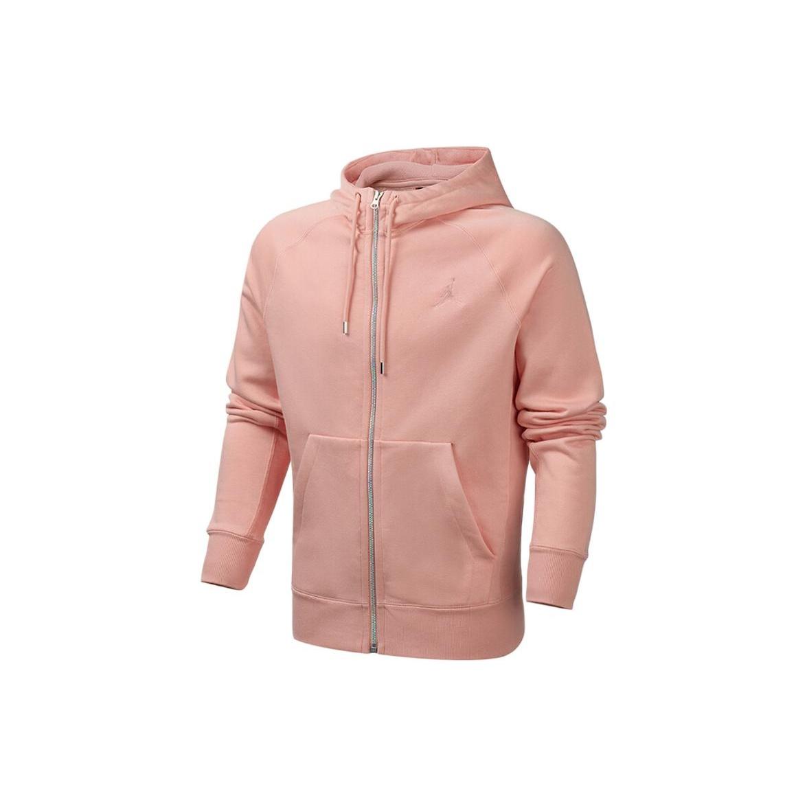Men s Air Jordan Solid Color Zipper Hooded Jacket Pink AV2961-623 S