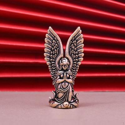 Praying Angel Figurine Wing Statue Blessing Craft Ornament Brass Sculpture for House Coffee