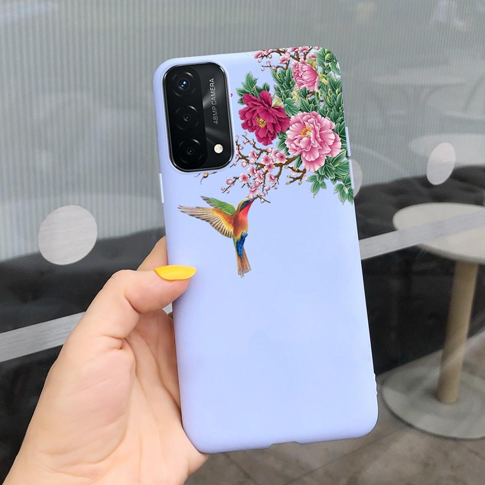 A74 Fodral För OPPO A74 CHP2219 Fodral Lyxigt Fjäder Dinosaurie Daisy Mönster Bakre Skydd För OPPO A74 5G CPH2197 A 74 Mjuk Capa
