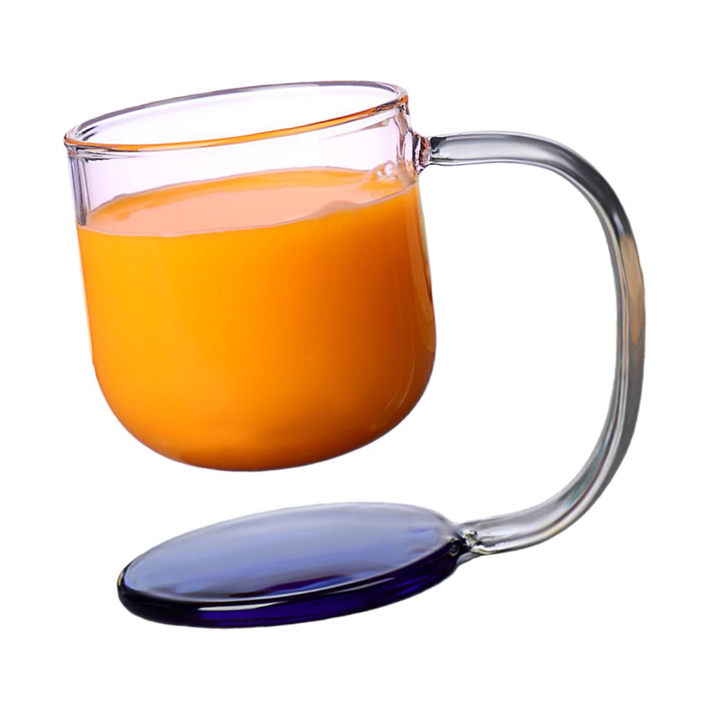 Floating Effect Glass Mug Heat Shock Resistant With Comfort Handle and Base Coffee Beverage Cup For Office Home Use