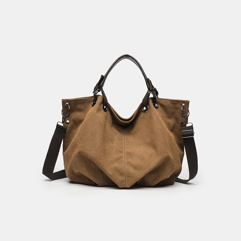 

Vintage tote bag ladies commuter tote bag lazy wind large capacity tooling canvas bag student class bag 45*15*35cm
