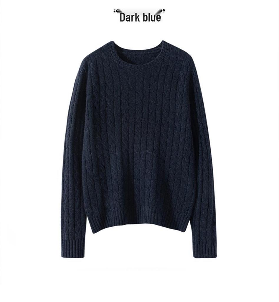 Women's Thickened Cable Knit Cashmere Sweater: Cozy & Versatile for Autumn and Winter