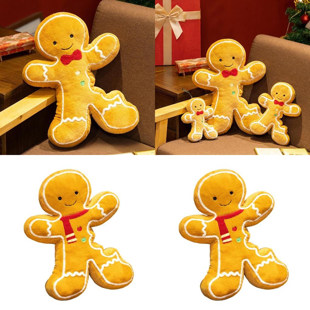 Christmas Gingerbread Man Plush Pillow With Soft 3d Cotton For Kids And Adults
