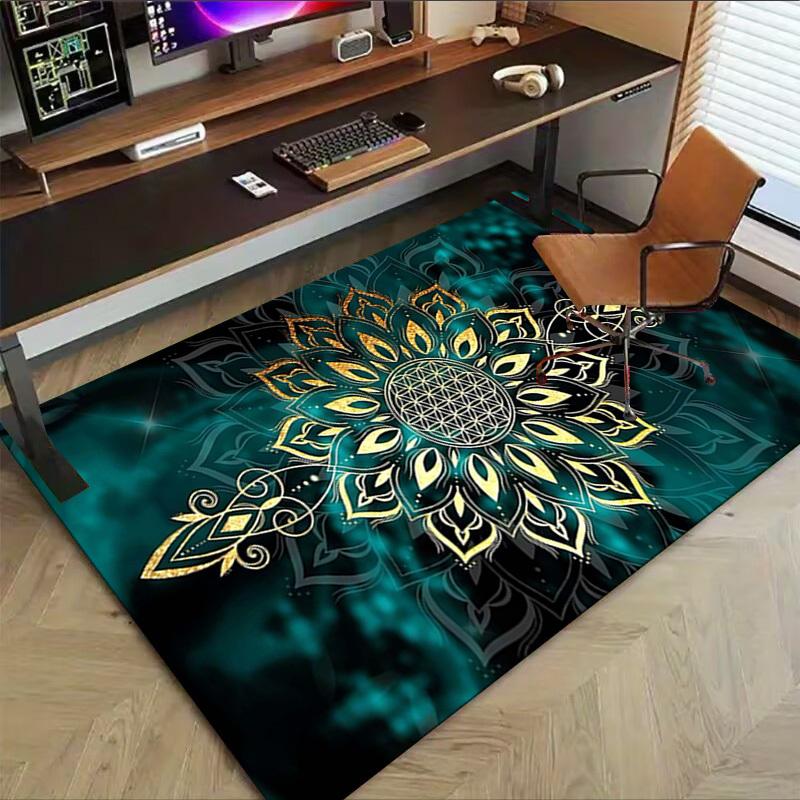 1PC Mandala Lotus Extra Large Non Slip Floor carpet, Office, family, Studio   Large Area Rug Indoor Rugs, Bold Statement Piece