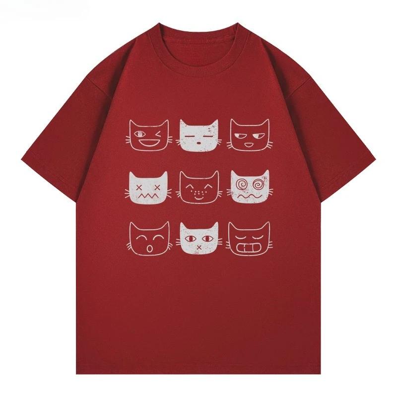 

Pattern Tshirt Highquality shortsleeved breathable versatile printed 100 cotton catpattern streetwear Tshirt 3XL