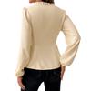 Women's Color V-Neck Ruffle Blouse Work Shirt