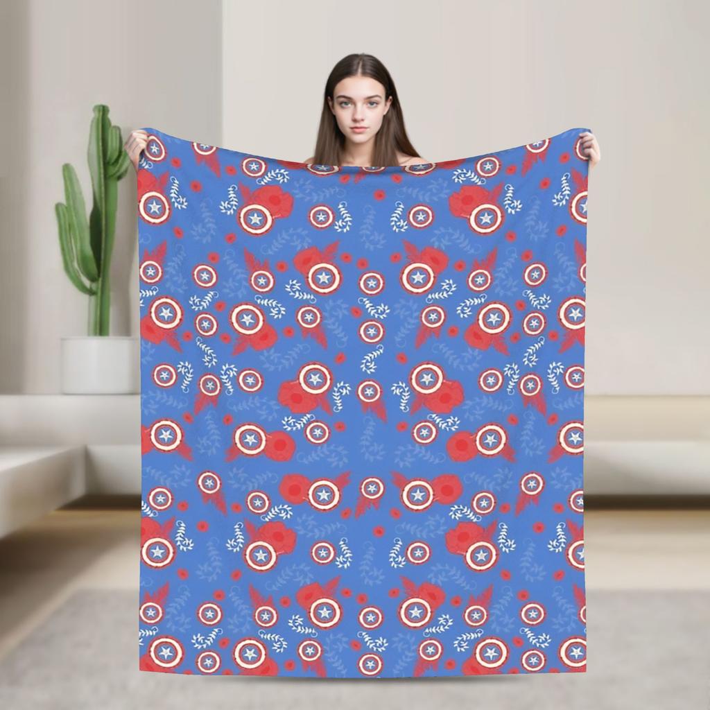 Captain America Flannel Blanket  Funny Throw Blanket for Bed Sofa Couch 150*125cm Plush Thin Quilt