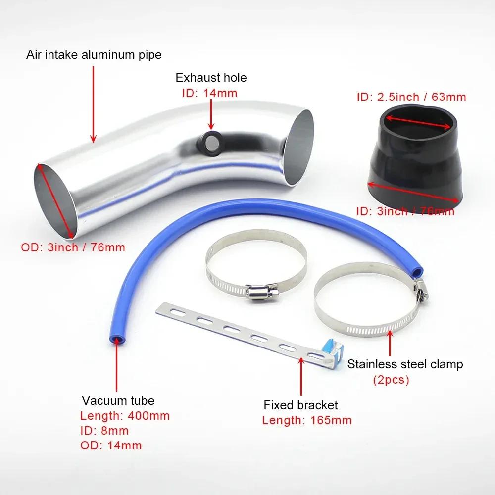 76mm Auto Umgerüstet Winter Pilzkopf Luftfilter Ansaugrohr Filter High Flow Hoch Kaltluftfilter Aluminium Rohr Kit