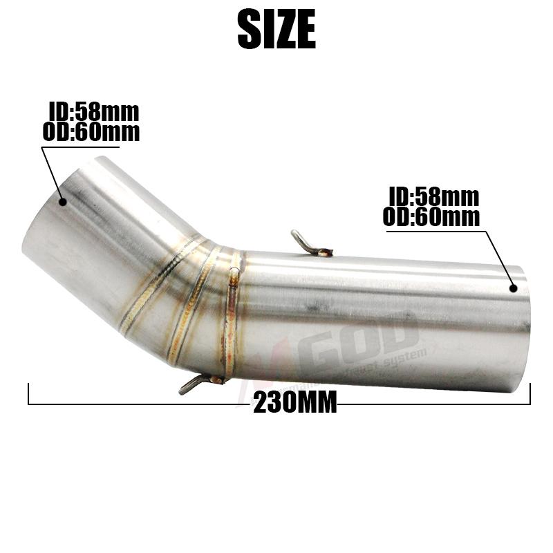 For DUCATI Diavel 60mm 51mm 1200 Motorcycle Exhaust Escape Moto Tube Muffler Connection Elbow Middle Link Pipe Pit Bike